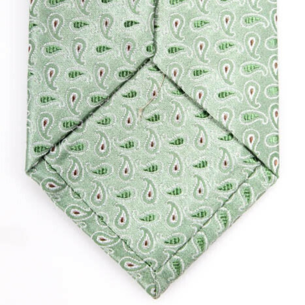 Luigi Bianchi Mantova Mens Green Silk Paisley Tie - Picture 2 of 5